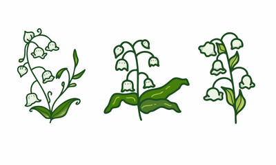 lily of the valley elements vector pack