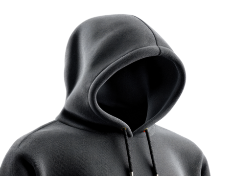 Mystery and Shadows: The stark, anonymous silhouette of a person enveloped in a hooded sweatshirt, creating an aura of intrigue and mystery. A powerful symbol of concealment and the unknown.