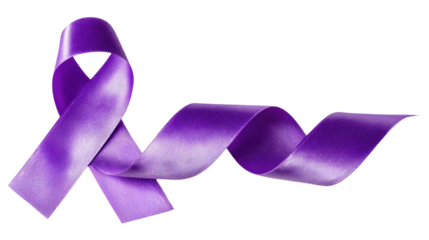 Purple Awareness Ribbon: A solitary purple ribbon, elegantly looped and flowing, symbolizes solidarity and support for various causes. Its delicate form conveys messages of hope, remembrance.