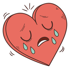 Crying Heart Emoji Vector Illustration
