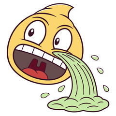 Emoji with Vomit Coming Out and Gross Expression
