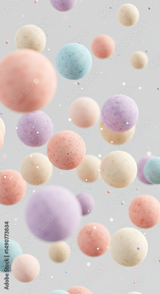 Aufkleber floating pastel spheres abstract 3d render background design element