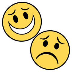 Happy and Sad Emoji Faces Vector Icons
