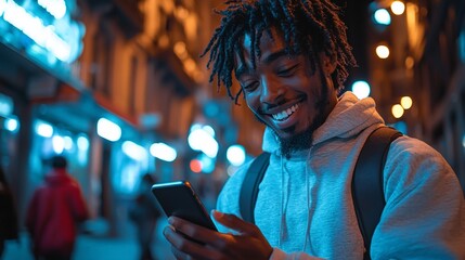 Urban night, mobile phone