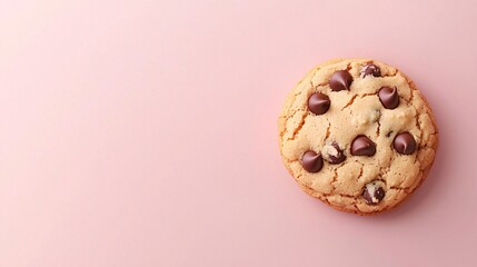 Freshly Baked 3D Cookie with Chocolate Chips on Pink Background