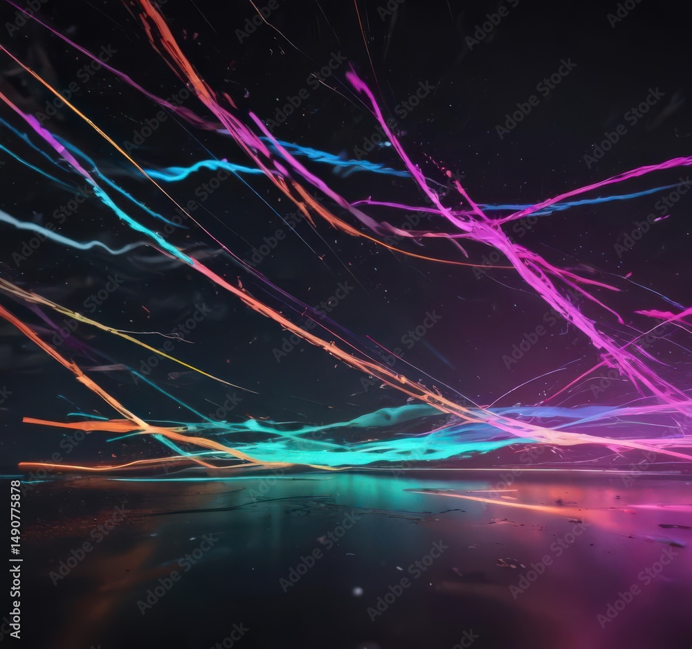 Poster abstract motion blur effect with neon color splashes and overlapping elements , clean, motion, dynam