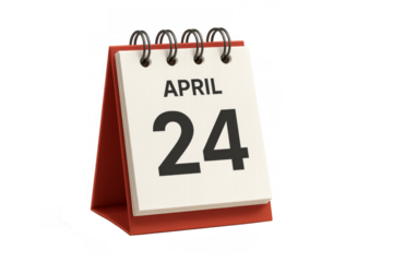 Calendar showing april 24th with transparent background