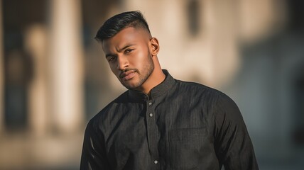 Obraz premium A young, confident Indian man clothed stylish.