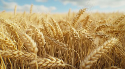 Fototapeta premium Golden wheat field under a bright sky