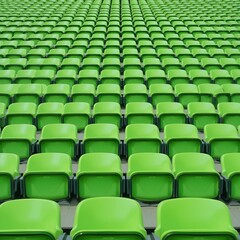 Fototapeta premium rows of vibrant green seats in a stadium, arranged in a neat and orderly pattern