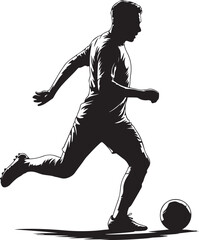 Silhouette of soccer man playing with the ball