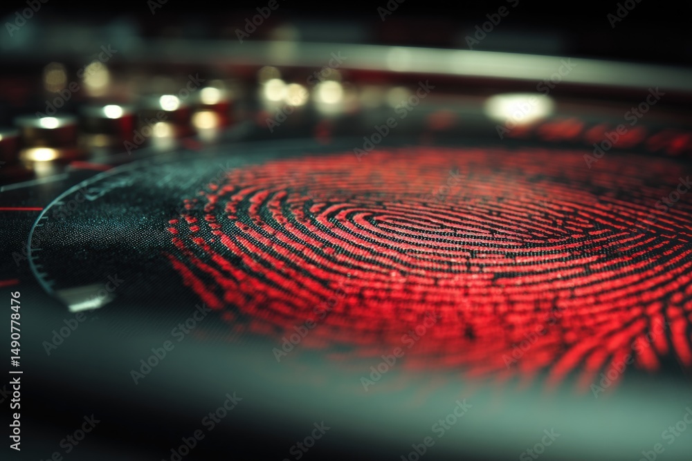 Poster analyzing fingerprint patterns in forensic science laboratory digital imaging controlled environment