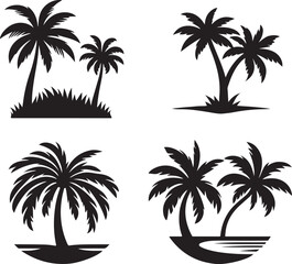 Coconut tree silhouette vector