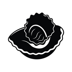 oyster black seafood silhouette vector