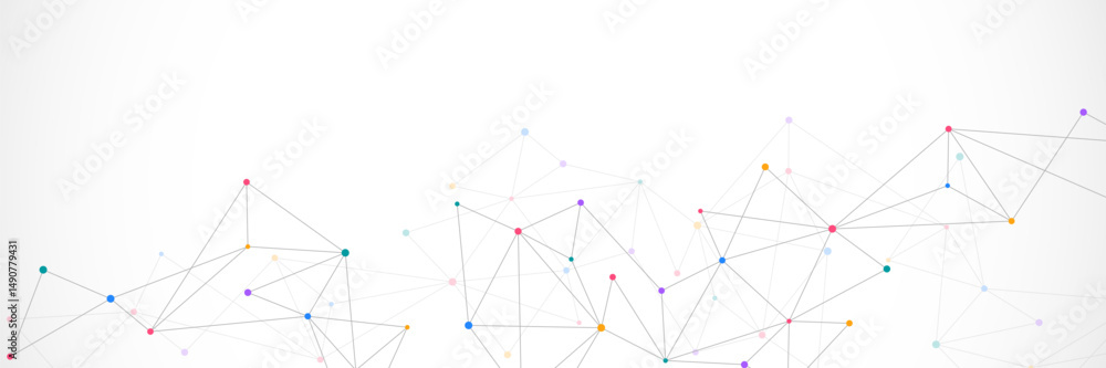 Poster vector illustration of minimalistic design with connecting the dots and lines. abstract geometric ba