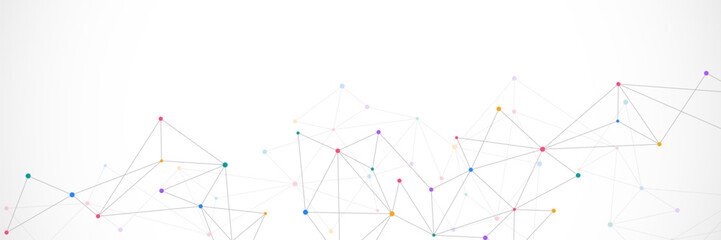 Vector illustration of minimalistic design with connecting the dots and lines. Abstract geometric background of science and technology concept