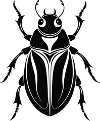 Beetle silhouette,  beetle isolated on white background