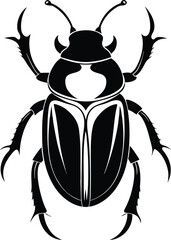 Beetle silhouette,  beetle isolated on white background