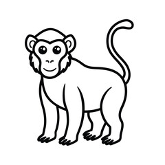 simple mandrill line art vector of baby primate 
