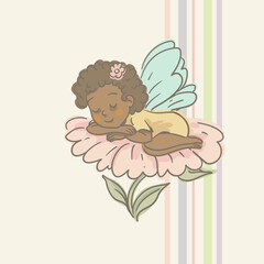 Cartoon Illustration of a Flying Fairy, Whimsical Vector Character