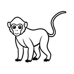 simple mandrill line art vector of baby primate 