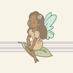Cartoon Illustration of a Flying Fairy, Whimsical Vector Character