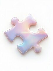 Obraz premium Iridescent pastel puzzle piece on white background 