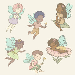 Cartoon Illustration of a Flying Fairy, Whimsical Vector Character