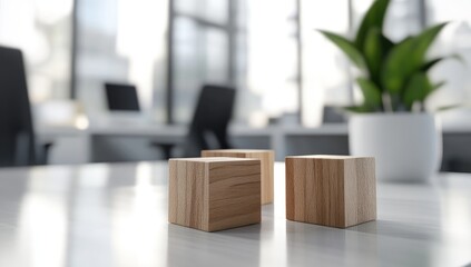 Wooden blocks on a modern office desk