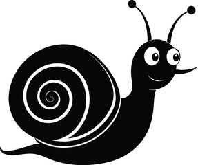 Cute snail silhouette, snail cartoon vector