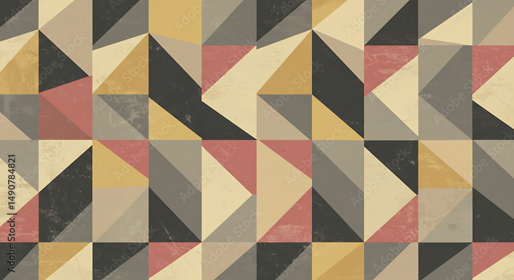 Poster geometric abstract seamless pattern design with retro distressed texture background