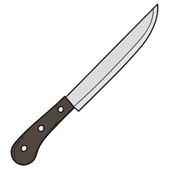 Hand drawn cartoon fillet knife on white background.