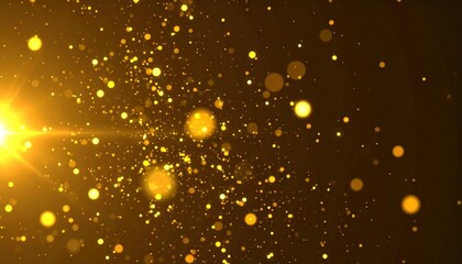 Golden Dust Particles on Black.