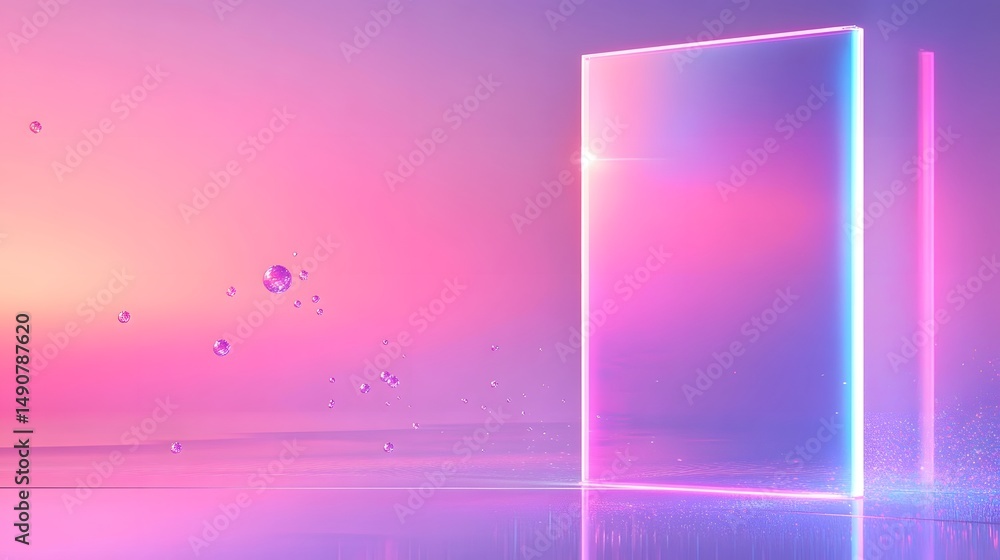 Poster ethereal abstract background with glowing shapes and soft colors