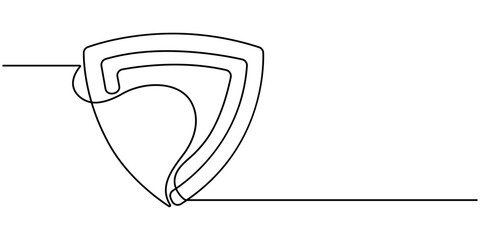 Shield of one continuous line drawn. Shield, Protection, Security Continuous Line icon Security shield drawn in one line. Safety and protection concept. Vector illustration. Editable stroke.