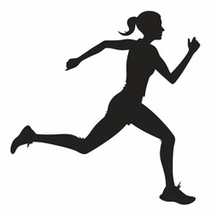 Urban Female Runner Springing Dilhouette Vector