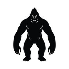 vector illustration of a black western gorilla ape silhouette vector