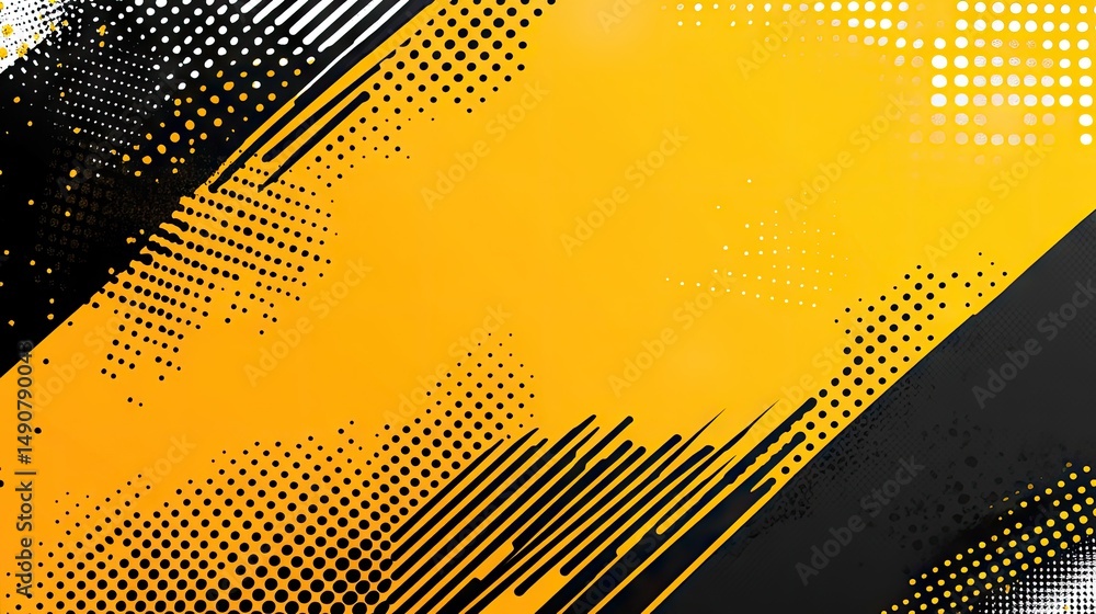 Poster dynamic abstract background with vibrant yellow and black elements.
