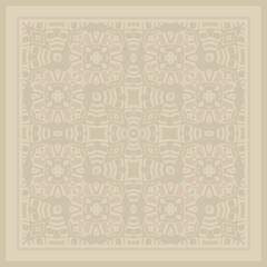 Abstract geometric pattern in beige pink. Textile printing, interior design,  wallpaper. Scarf design. Frame.