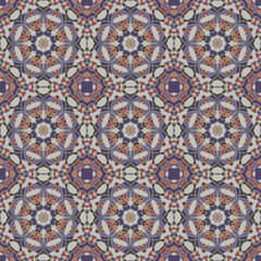 Creative trendy color abstract geometric mandala pattern in gray red orange violet, vector seamless, can be used for printing onto fabric, interior, design, textile