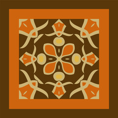 Bright color abstract pattern in brown orange yellow. Use this pattern in the design of carpet, shawl, pillow, textile, ceramic tiles. Frame. Ideal for interior design as interior painting. 