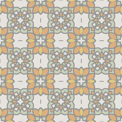 Seamless pattern in white yellow orange blue for decoration. Print for paper, tiles, textiles. Home  decor, interior design, cloth design.