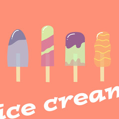 Pack of Colorful Stick Ice Cream Summer Fresh Illustration Vectors