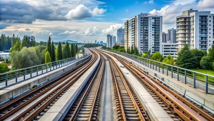 Fototapeta premium Elevated Train Tracks Cityscape