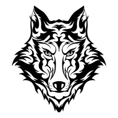 Fototapeta premium wolf logo black and white, symbol wilderness's untamed