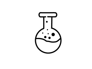 The image shows a simple black-and-white line drawing of a laboratory flask, specifically a round-bottom flask.