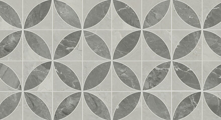 Fototapeta premium Gray Marble Tile Pattern Seamless Texture Geometric Circular Design for Flooring and Wall Background
