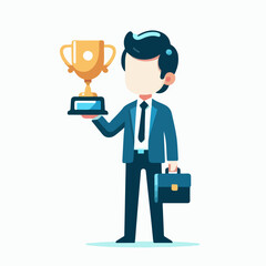 illustration of man carrying a trophy