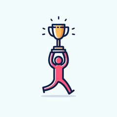illustration of man carrying a trophy