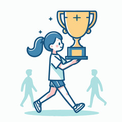 illustration of woman carrying a trophy